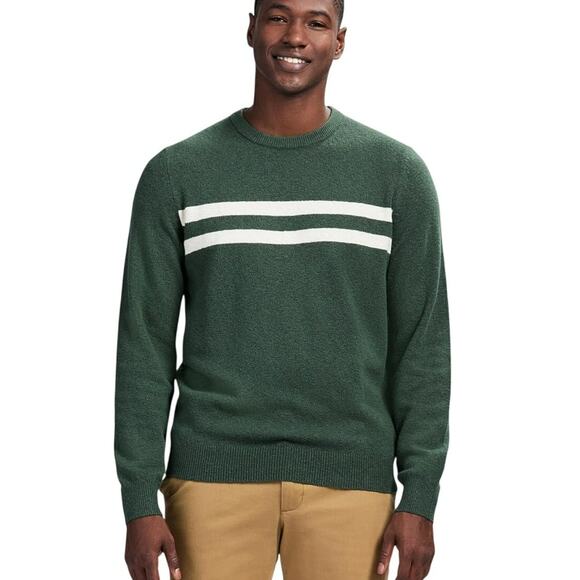 IZOD Men's Soft Touch Classic Crew Neck Sweater Deep Forest Size XL Stripe Yarn - Picture 1 of 7